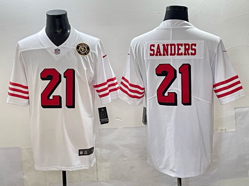 Men San Francisco 49ers #21 Sanders White Throwback Nike Limited NFL 2025 Jersey style 05->milwaukee brewers->MLB Jersey